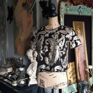 STUNNING cropped gold&silver black layers top